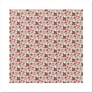 Valentine's Day Cute Panda Bear Pattern Posters and Art